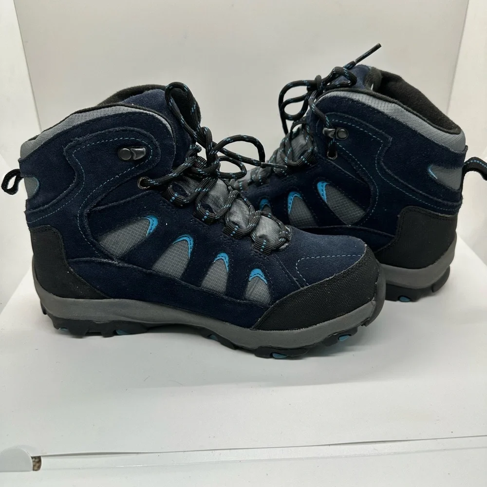 Lands End, Suede and Canvas‎ lace up blue hiking boots 7B EUC